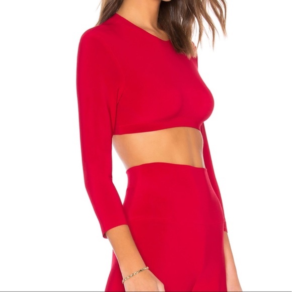 Norma Kamali Tops - Norma Kamali Bracelet Sleeve Crop Top Red